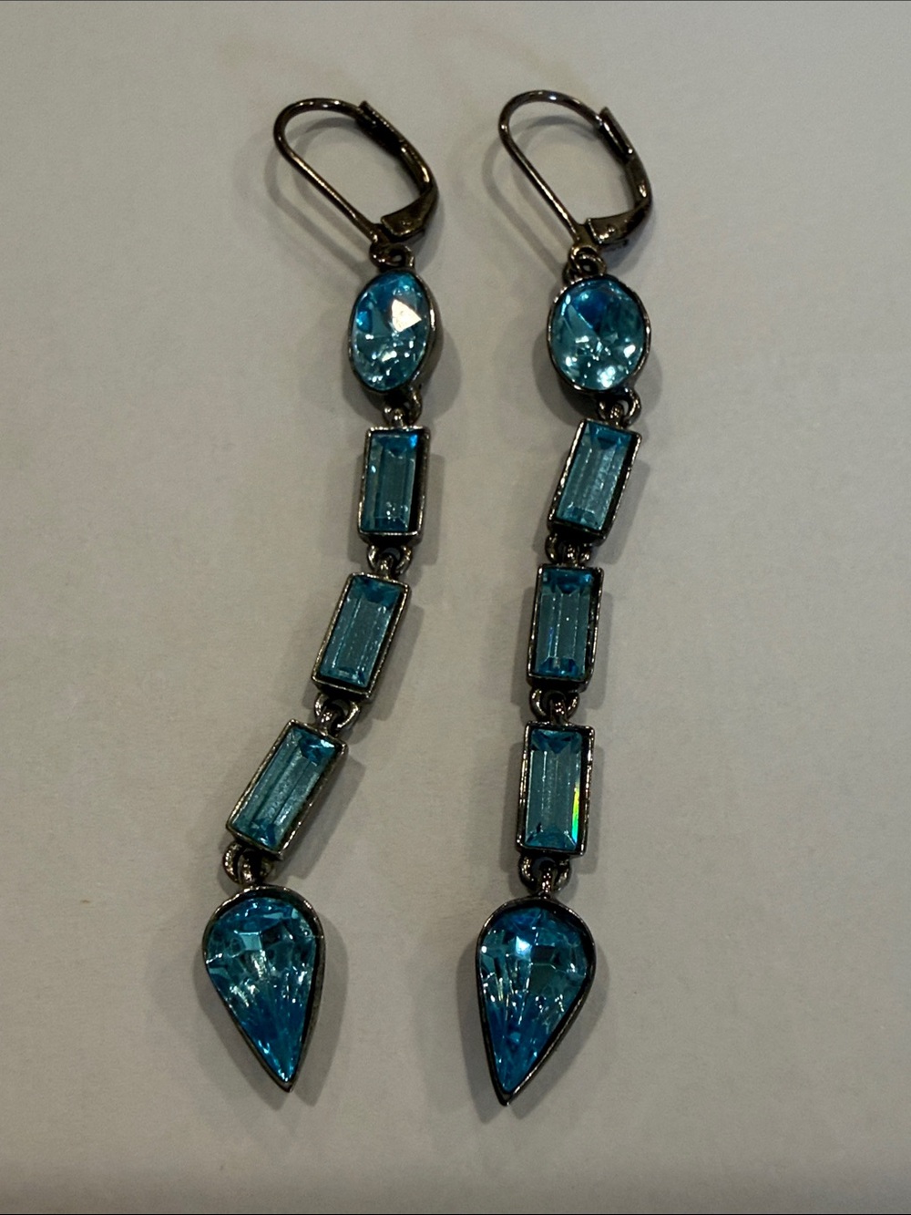 Givenchy Blue Crystal Drop Earrings
